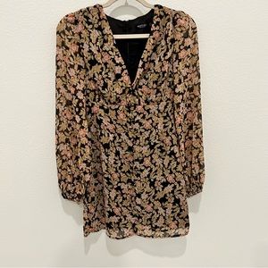 Nasty Gal Floral V Neck Fitted Mini Dress